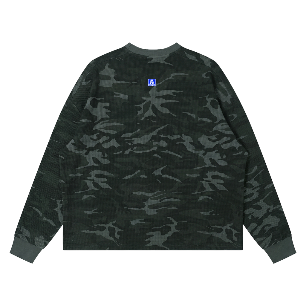 [ LOWER YOUR GAZE ] WAFFLE BOXY L/S