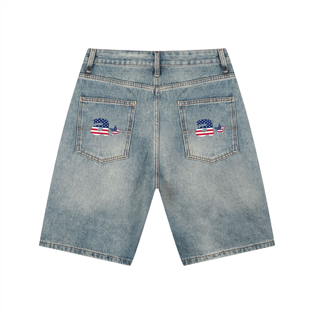 MENS USA A STAR DENIM SHORTS