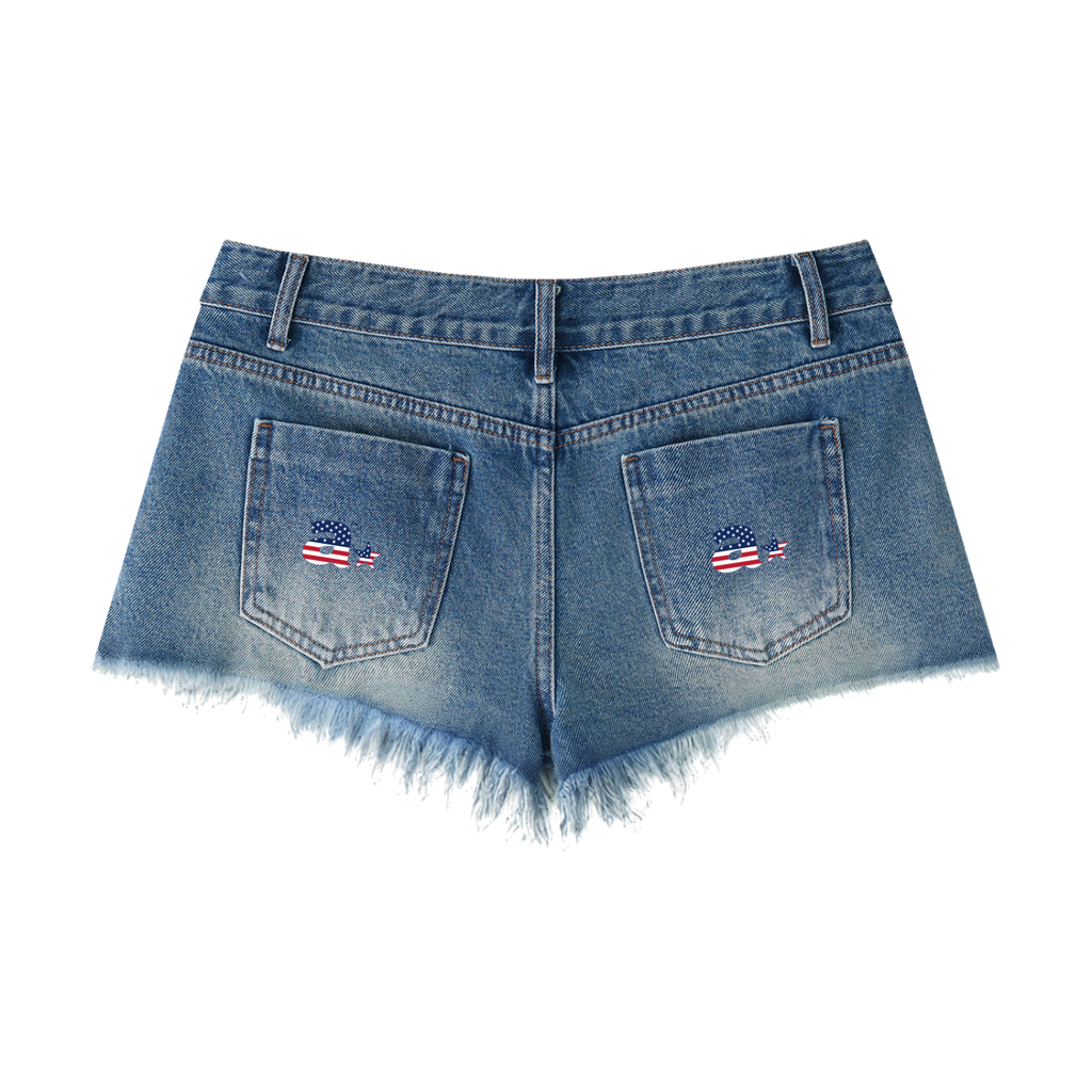 WOMENS USA A STAR DENIM SHORTS