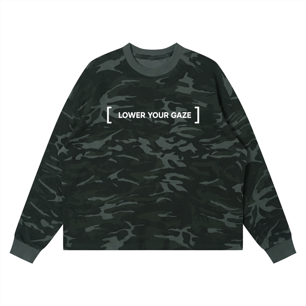 [ LOWER YOUR GAZE ] WAFFLE BOXY L/S