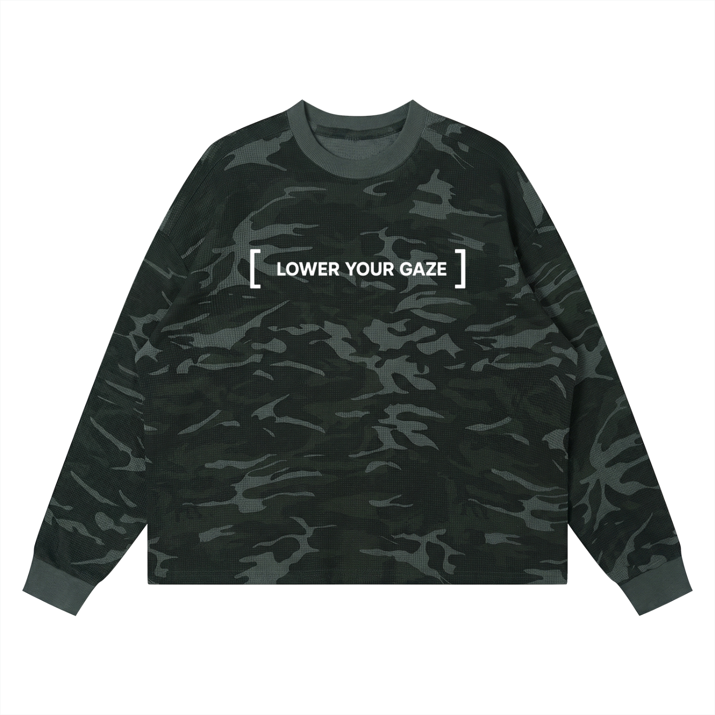[ LOWER YOUR GAZE ] WAFFLE BOXY L/S