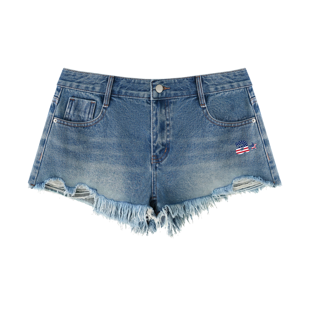 WOMENS USA A STAR DENIM SHORTS