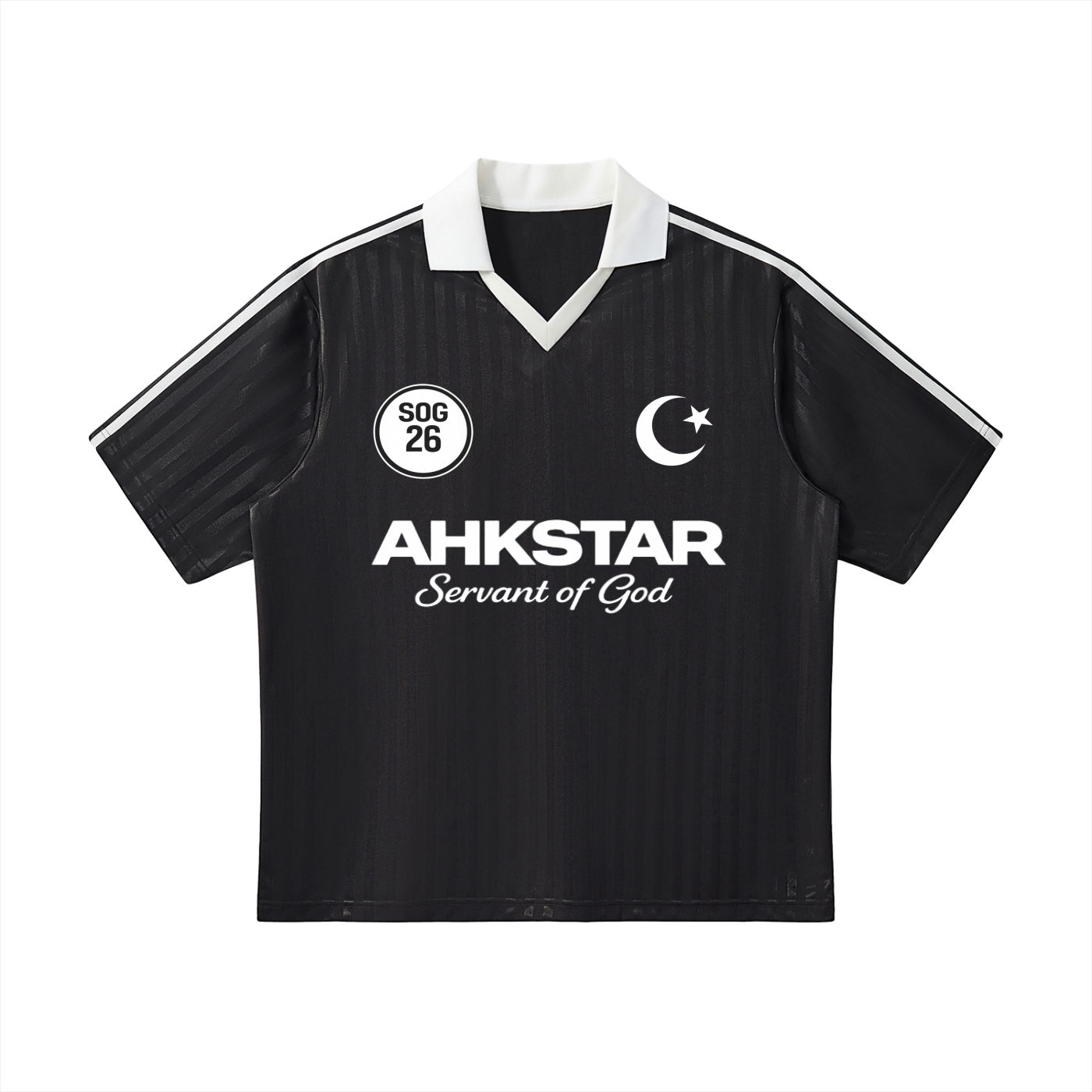 AHKSTAR COLLARD STRIPED SOCCER JERSEY